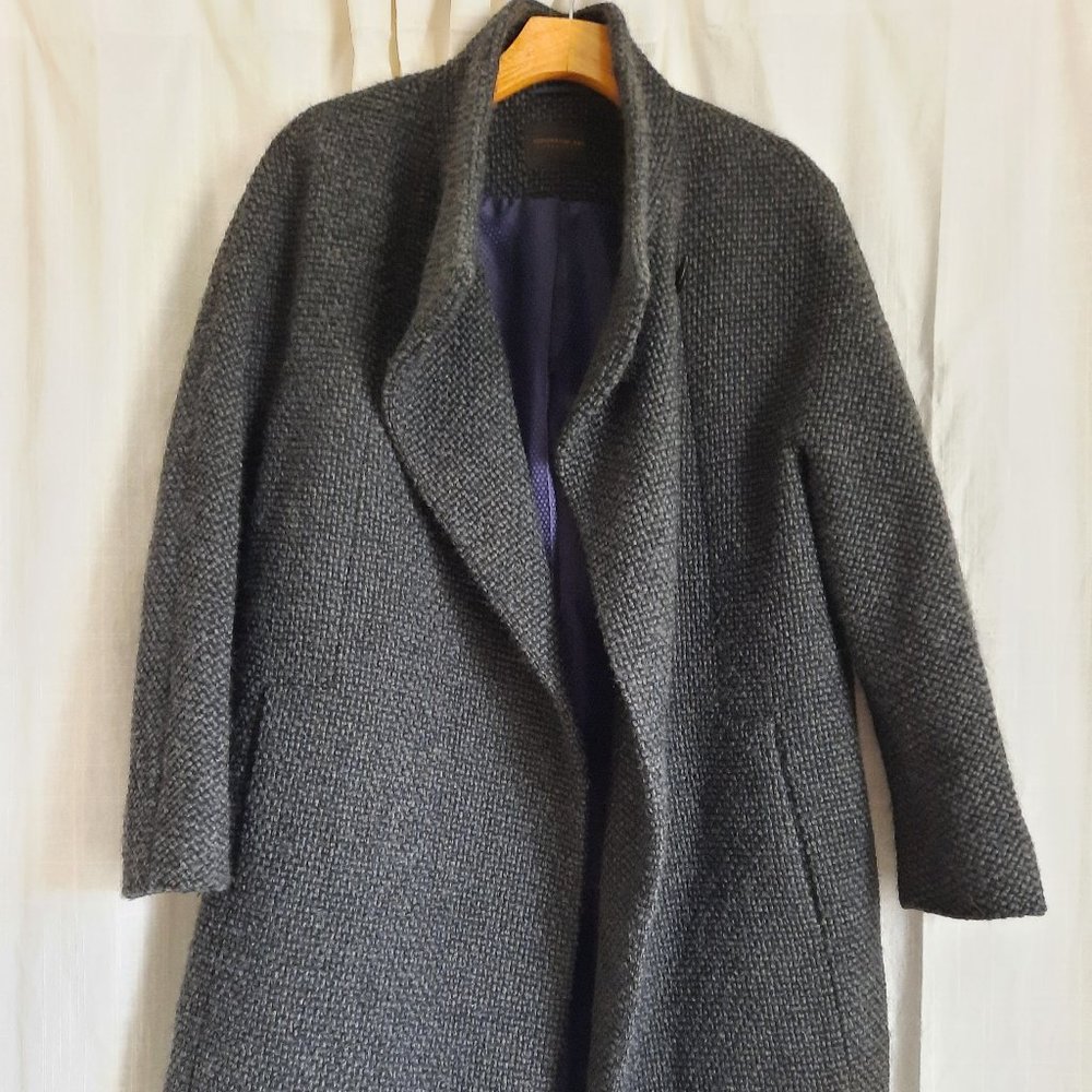 Gray minimalist woven wool coat from Japan
